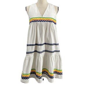 Anthropologie Eri + Ali Lunedi Sleeveless V-Neck Flounce Dress Womens S Ric Rac